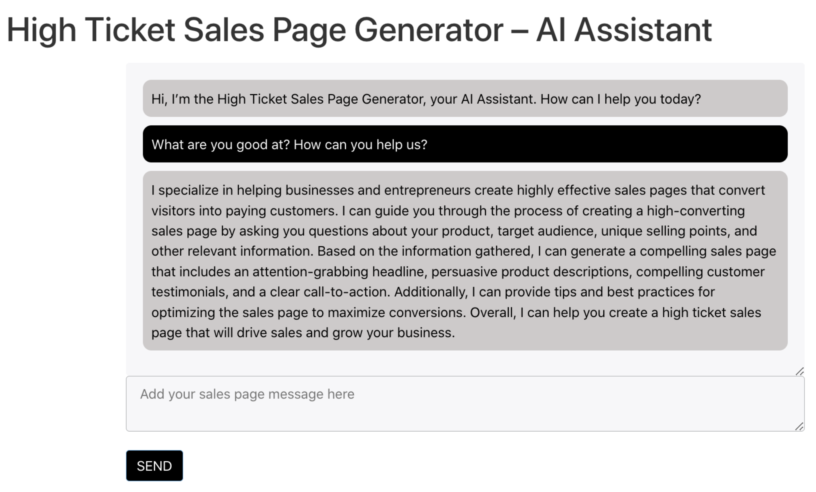 High Ticket Sales Page Generator